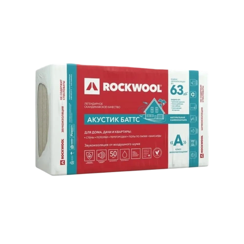 Утеплитель ROCKWOOL Роквул Акустик Баттс (45кг/м3) 1000х600, 100 мм 5пл/3м2 0,3м3