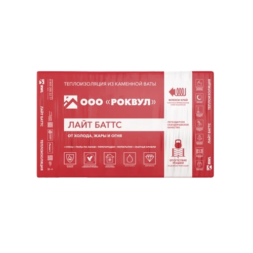 Утеплитель ROCKWOOL Роквул Лайт Баттс (37кг/м3) 1000х600, 100 мм 5пл/3м2 0,3м3