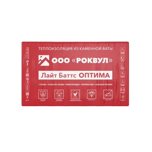 Утеплитель ROCKWOOL Роквул Лайт Баттс Оптима (32кг/м3) 1000х600, 100 мм 5пл/3м2 0,3м3