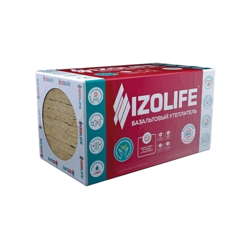 Утеплитель Изолайф IZOLIFE ВЕНТ Н ПРОФ (41 кг/м3) 1200х600, 50мм 8пл./5,76м2, 0,288м3